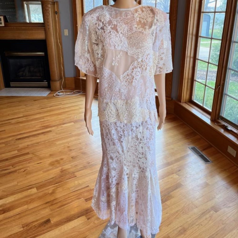 *Yoly Munoz Vintage Iv Patchwork Mothers Formal Gown Wedding Dress Bridal Size 8